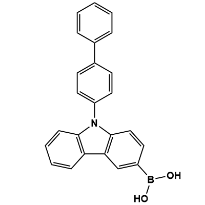 (9-([1,1'-biphenyl]-4-yl)-9H-carbazol-3-yl)boronic acid structure