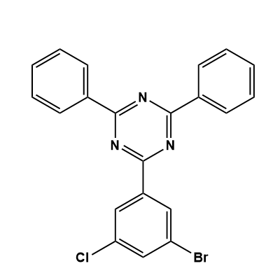 2-(3-bromo-5-chlorophenyl)-4,6-diphenyl-1,3,5-triazine structure