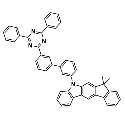5-(3'-(4,6-diphenyl-1,3,5-triazin-2-yl)-[1,1'-biphenyl]-3-yl)-7,7-dimethyl-5,7-dihydroindeno[2,1-b]carbazole structure