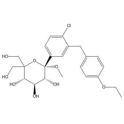 Methyl 1-C-[4-chloro-3-[(4-ethoxyphenyl)methyl]phenyl]-5-C-(hydroxymethyl)-alpha-D-xylo-hexopyranoside structure
