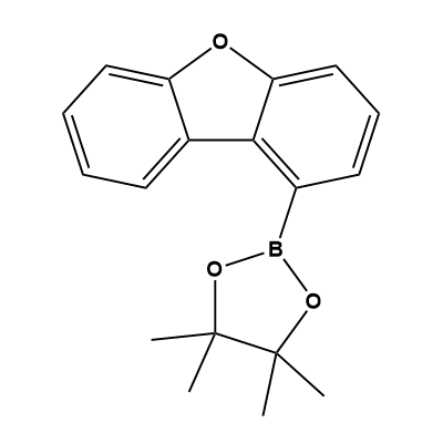 2-(dibenzo[b,d]furan-1-yl)-4,4,5,5-tetramethyl-1,3,2-dioxaborolane structure