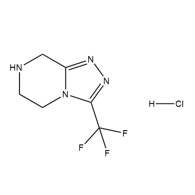 3-(Trifluoromethyl)-5,6,7,8-tetrahydro-[1,2,4]triazolo[4,3-a]pyrazine hydrochloride structure