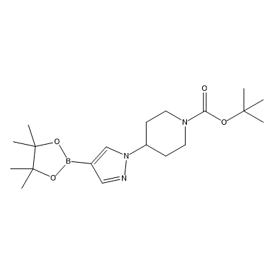 tert-Butyl 4-[4-(4,4,5,5-tetramethyl-1,3,2-dioxaborolan-2-yl)-1H-pyrazol-1-yl]piperidine-1-carboxylate structure