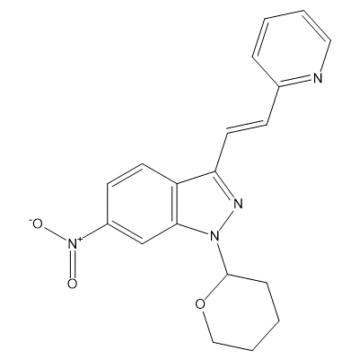 (E)-6-Nitro-3-[2-(pyridin-2-yl)ethenyl]-1-(tetrahydro-2H-pyran-2-yl)-1H-indazole structure